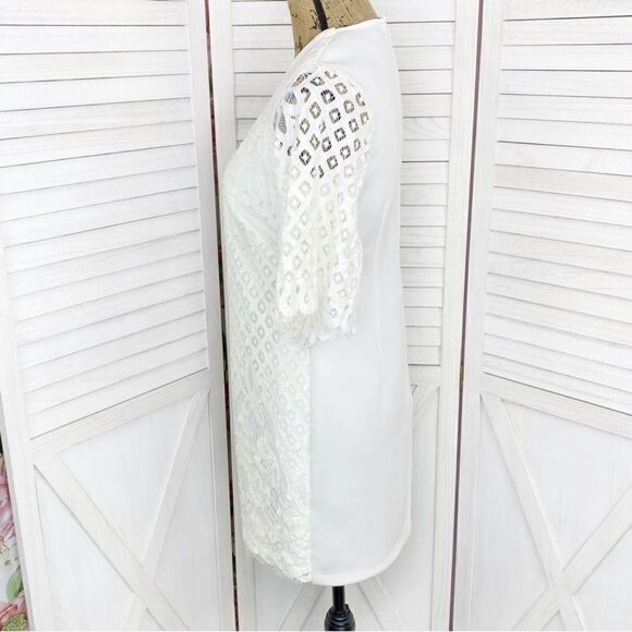 Alexia Admor Lace Front Bell Sleeve Sheath Dress Small Ivory White Half Sleeve - Picture 2 of 13